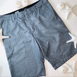 Hurley | chambray flat front shorts | size 34 |